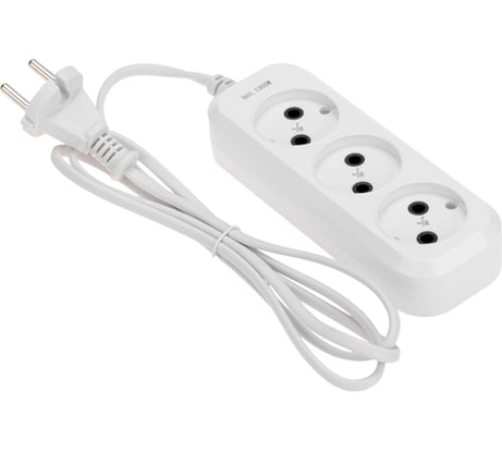 Удлинитель PROconnect 3 гнезда, 1,5м, 2x0,75мм², без заземления, белый 13-4205