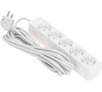 Удлинитель PROconnect 5 гнезд, 5м, 3x0,75мм², с заземлением, белый 13-4213