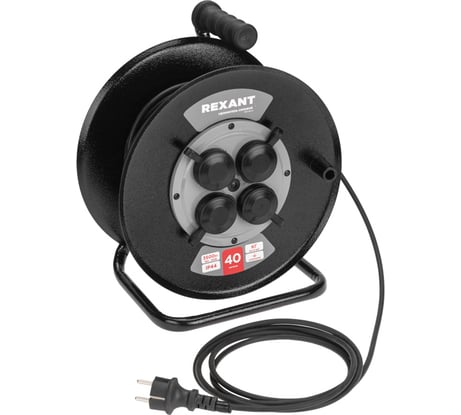 Удлинитель REXANT силовой КГ на катушке 4 гнезда, с/з, 40м, 3x1,5мм2, IP44 13-5012