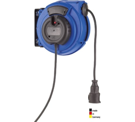 Удлинитель самосматывающийся HEDI H07RN-F 10 метров с креплением на стену IP24, 3х1,5 синий KBZ10NT