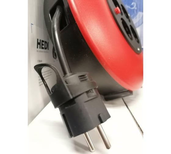 Удлинитель на катушке HEDI H05VV-F 15 метров 4 розетки IP20 3Х1,5 красный KBR15T
