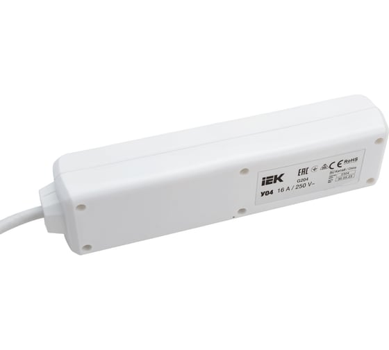 Удлинитель IEK У04, 4 места, 2Р+PЕ, 1,5метра, 3х1мм2, 16А/250В WYP10-16-04-01-Z-17
