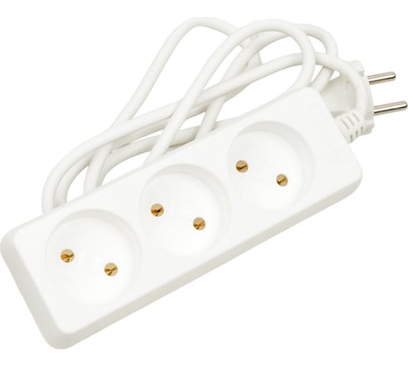 Удлинитель IEK У3, 3 места, 2Р/1.5 метра, 2х0.75мм2, 10А/250В WYP10-06-03-01-N