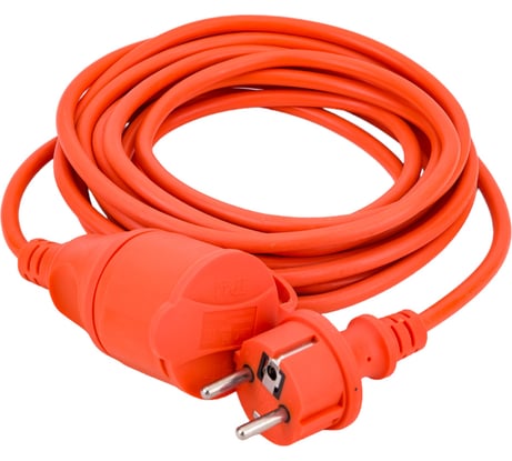 Шнур IEK УШ-01РВ, оранжевый, с вилкой и розеткой, 2Р+РЕ/5 метров, 3х1,0 мм2, IP44 WUP10-05-K09-44