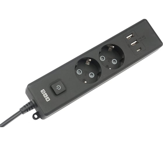 Бытовой удлинитель Power Cube, 2р с/з вык.,3USB, 3500 Вт, 16А, 1.9 м, 3x1,0 (черный), PC-5B-2M