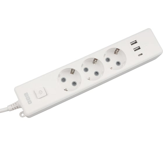Бытовой удлинитель Power Cube, 3р с/з вык.,3USB, 3500 Вт, 16А, 1.9 м, 3x1,0 (белый) , PC-5-2M