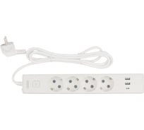 Бытовой удлинитель Power Cube, 4р с/з вык.,3USB, 3500 Вт, 16А, 1.9 м, 3x1,0 (белый), PC-6-2M