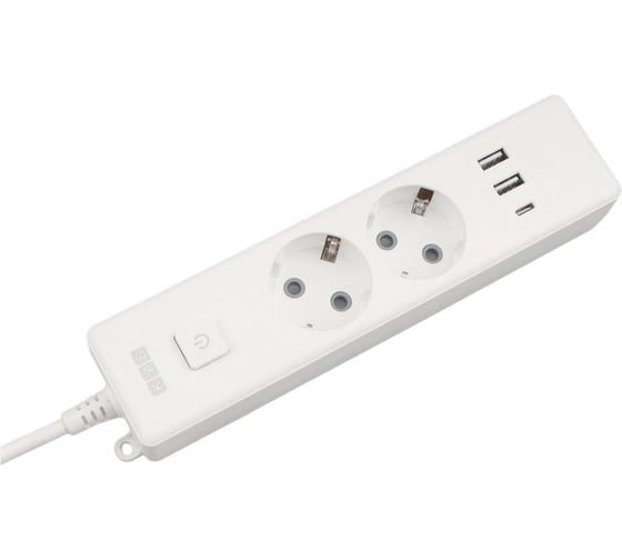 Бытовой удлинитель Power Cube, 2р с/з вык.,3USB, 3500 Вт, 16А, 1.9 м, 3x1,0 (белый), PC-4-2M