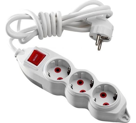 Удлинитель MONO ELECTRIC Orion 3 гнезда, 3 м, с заземлением, с выключателем 150-011001-313