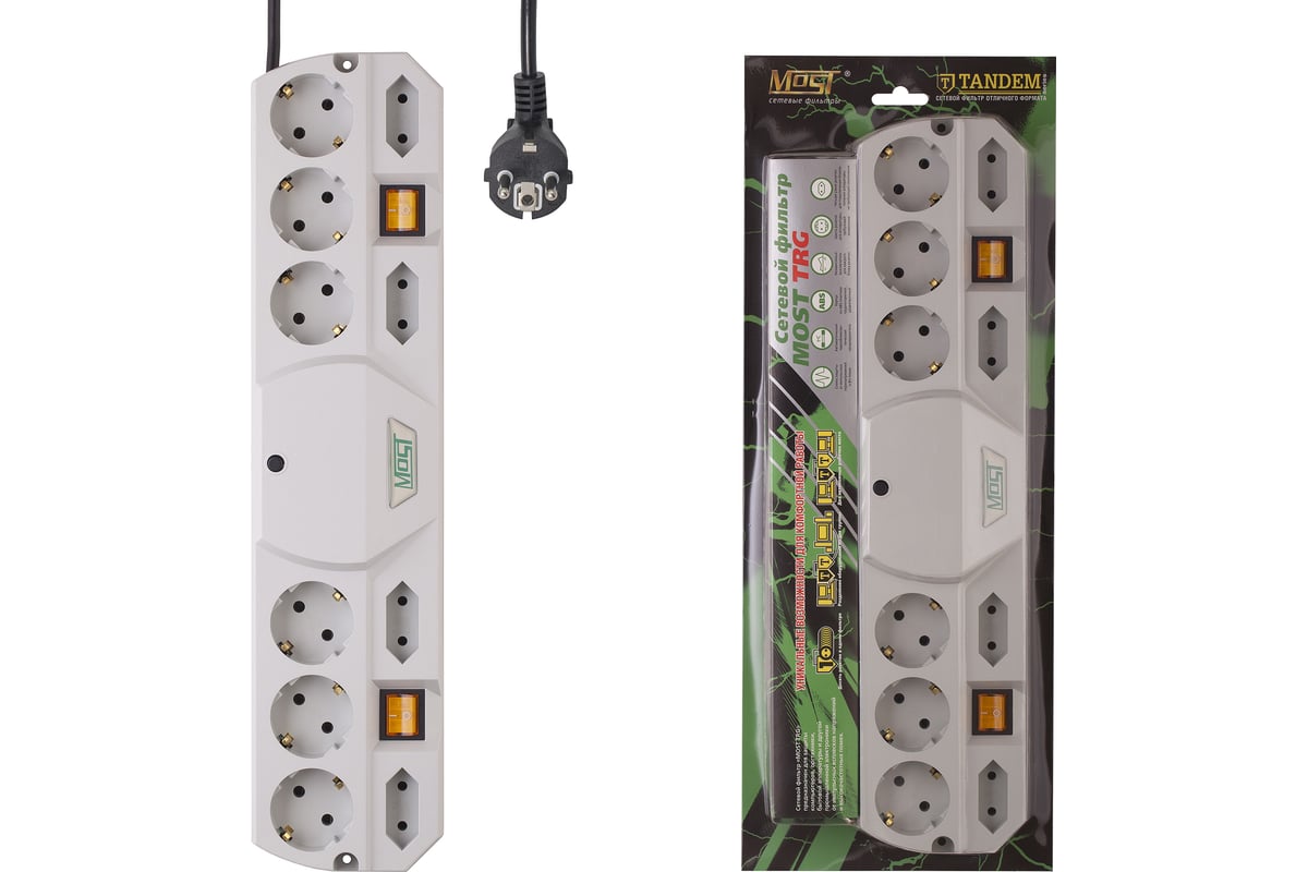 Сетевой фильтр MOST MOST-TRG 6 розеток c/з + 4 б/з, с 2-мя ...