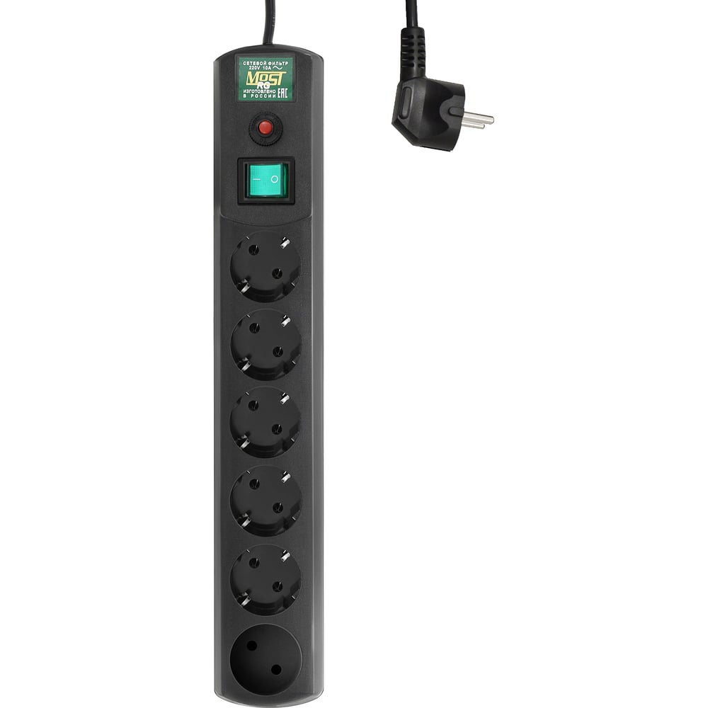 Сетевой фильтр MOST RG-16А 2 м, черный RG-16А-Ч 2м - выгодная цена ...