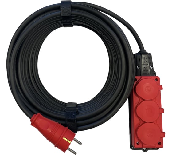 Удлинитель силовой iTOK тип SU, серии iCONNECT COLOR, с заземлением, КГтп-ХЛ, 3x1,5 мм, 3 гнезда, IP54, ГОСТ, цвет красный, 10 м i-CONNECT-COLOR-SU-KG-315-3-54-10-RED