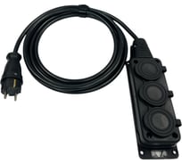 Удлинитель силовой iTOK тип SU, серии iCONNECT COLOR, с заземлением, КГтп-ХЛ, 3x1,5 мм, 3 гнезда, IP54, ГОСТ, цвет черный, 15 м i-CONNECT-COLOR-SU-KG-315-3-54-15-BLACK