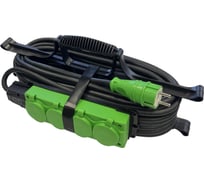 Силовой удлинитель iTOK тип SUR серии iCONNECT COLOR на рамке без земли КГтп-ХЛ 2x1,5 мм 4 гнезда IP54 ГОСТ цвет зеленый 50 м i-CONNECT-COLOR-SUR-KG-215-4-54-50-GREEN