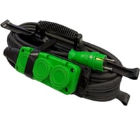 Силовой удлинитель iTOK тип SUR серии iCONNECT COLOR на рамке без земли ПВС 2x1,5 мм 3 гнезда IP54 ГОСТ цвет зеленый 15 м i-CONNECT-COLOR-SUR-PVS-215-3-54-15-GREEN