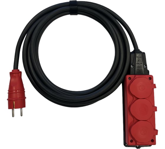 Удлинитель силовой iTOK тип SU, серии iCONNECT COLOR, с заземлением, КГтп-ХЛ, 3x1,5 мм, 3 гнезда, IP54, ГОСТ, цвет красный, 3 м i-CONNECT-COLOR-SU-KG-315-3-54-3-RED 1