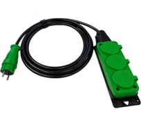 Удлинитель силовой iTOK тип SU, серии iCONNECT COLOR, с заземлением, КГтп-ХЛ, 3x1,5 мм, 3 гнезда, IP54, ГОСТ, цвет зеленый, 5 м i-CONNECT-COLOR-SU-KG-315-3-54-5-GREEN