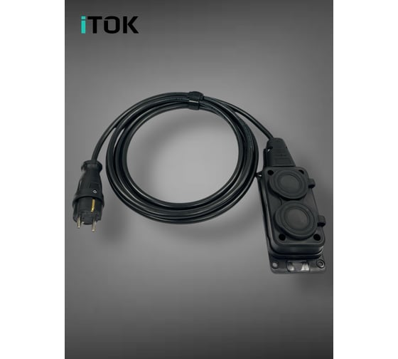 Удлинитель силовой iTOK тип SU, серии iCONNECT COLOR, с заземлением, КГтп-ХЛ, 3x1,5 мм, 2 гнезда, IP54, ГОСТ, цвет черный, 30 м i-CONNECT-COLOR-SU-KG-315-2-54-30-BLACK