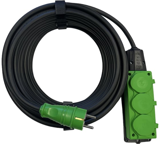 Удлинитель силовой iTOK тип SU, серии iCONNECT COLOR, с заземлением, КГтп-ХЛ, 3x1,5 мм, 3 гнезда, IP54, ГОСТ, цвет зеленый, 20 м i-CONNECT-COLOR-SU-KG-315-3-54-20-GREEN 1