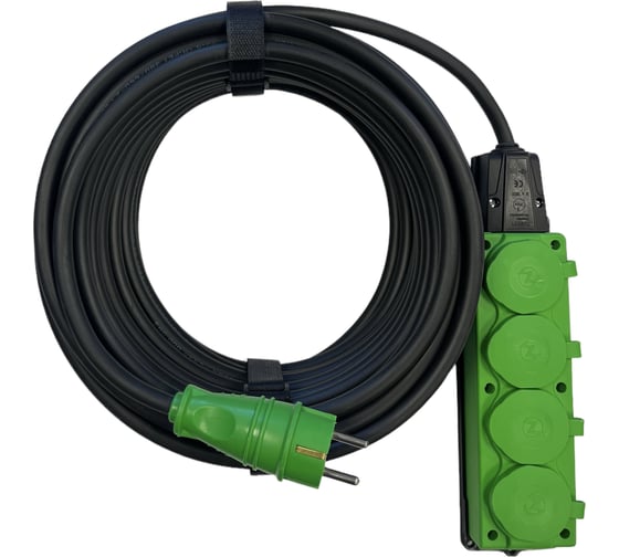 Удлинитель силовой iTOK тип SU, серии iCONNECT COLOR, с заземлением, ПВС, 3x1 мм, 4 гнезда, IP54, ГОСТ, цвет зеленый, 10 м i-CONNECT-COLOR-SU-PVS-310-4-54-10-GREEN