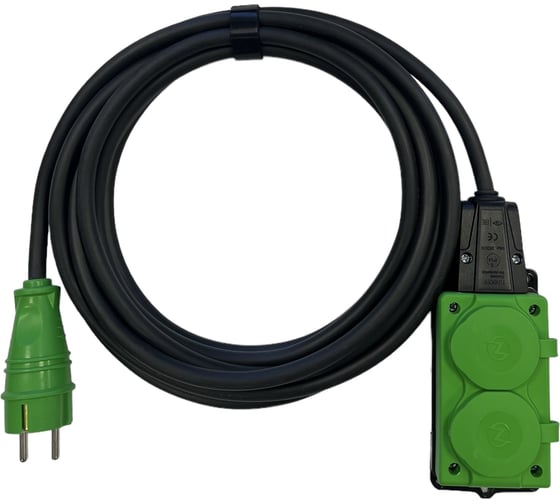 Удлинитель силовой iTOK тип SU, серии iCONNECT COLOR, с заземлением, ПВС, 3x1,5 мм, 2 гнезда, IP54, ГОСТ, цвет зеленый, 5 м i-CONNECT-COLOR-SU-PVS-315-2-54-5-GREEN
