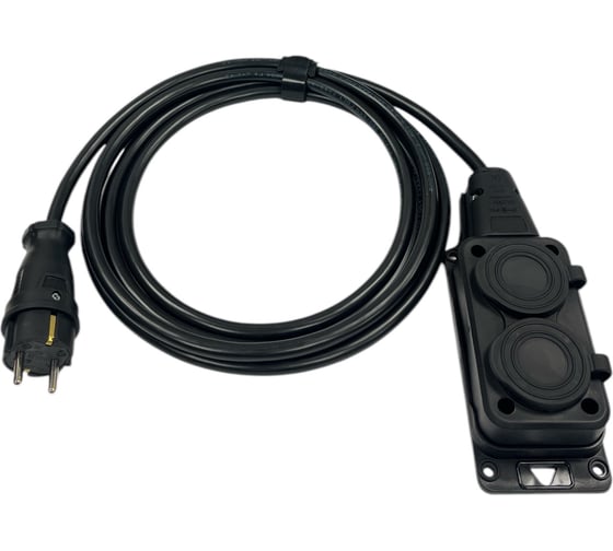 Удлинитель силовой iTOK тип SU, серии iCONNECT COLOR, с заземлением, ПВС, 3x1,5 мм, 2 гнезда, IP54, ГОСТ, цвет черный, 10 м i-CONNECT-COLOR-SU-PVS-315-2-54-10-BLACK