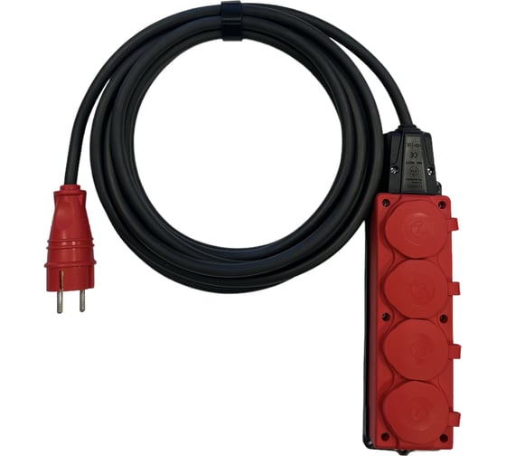 Удлинитель силовой iTOK тип SU, серии iCONNECT COLOR, с заземлением, ПВС, 3x1,5 мм, 4 гнезда, IP54, ГОСТ, цвет красный, 5 м i-CONNECT-COLOR-SU-PVS-315-4-54-5-RED 1