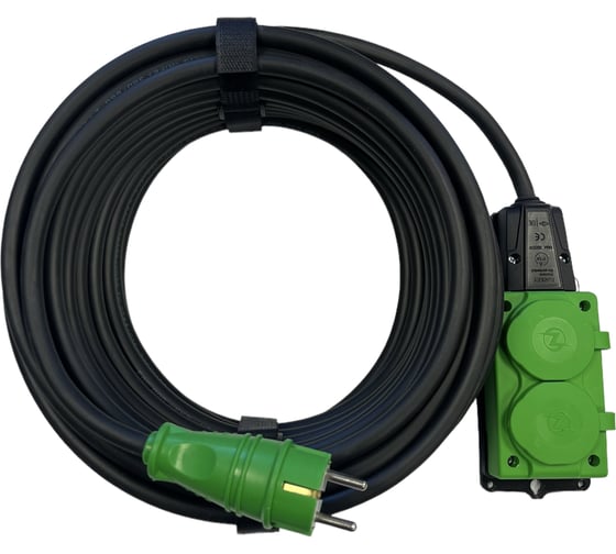 Удлинитель силовой iTOK тип SU, серии iCONNECT COLOR, с заземлением, ПВС, 3x1,5 мм, 2 гнезда, IP54, ГОСТ, цвет зеленый, 40 м i-CONNECT-COLOR-SU-PVS-315-2-54-40-GREEN
