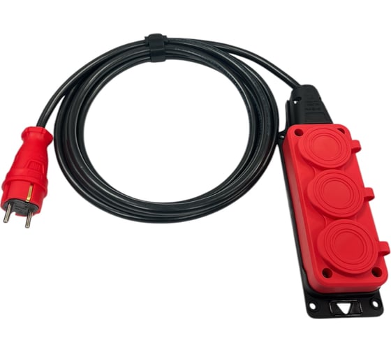 Удлинитель силовой iTOK тип SU, серии iCONNECT COLOR, с заземлением, ПВС, 3x1,5 мм, 3 гнезда, IP54, ГОСТ, цвет красный, 15 м i-CONNECT-COLOR-SU-PVS-315-3-54-15-RED