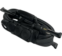 Силовой удлинитель iTOK тип SUR серии iCONNECT COLOR на рамке с заземлением ПВС 3x1 мм 3 гнезда IP54 ГОСТ цвет черный 15 м i-CONNECT-COLOR-SUR-PVS-310-3-54-15-BLACK