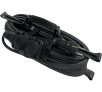 Силовой удлинитель iTOK тип SUR серии iCONNECT COLOR на рамке с заземлением ПВС 3x1 мм 2 гнезда IP54 ГОСТ цвет черный 30 м i-CONNECT-COLOR-SUR-PVS-310-2-54-30-BLACK