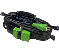 Силовой удлинитель iTOK тип SUR серии iCONNECT COLOR на рамке с заземлением ПВС 3x1,5 мм 2 гнезда IP54 ГОСТ цвет зеленый 20 м i-CONNECT-COLOR-SUR-PVS-315-2-54-20-GREEN