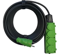 Удлинитель силовой iTOK тип SU серии iCONNECT COLOR с заземлением КГтп-ХЛ 3x2,5 мм 4 гнезда IP54 ГОСТ цвет зеленый 15 м i-CONNECT-COLOR-SU-KG-325-4-54-15-GREEN