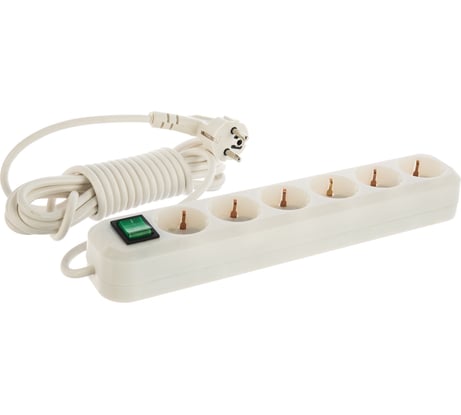 Сетевой удлинитель V.I.-Tok  У6-Евк 6-ти розеточный с выключателем с заземлением 5м 61105