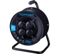 Удлинитель пластиковый Topfort ПВС 2x0,75 кв.мм 20м 6А 4 гн. б/з.,с/загл.,IP44 1959694