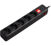 Сетевой фильтр Smartbuy 16А, 3500 Вт, 5 гнезд, без защитные шторки, с заземлением, ПВС 3x1.0 мм², 5 м, черный SBSP-5-50-K