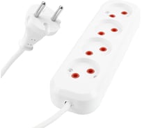 Удлинитель STEKKER штепсельный 4 гнезда б/з 2x0,75 белый 3м HM01-40-03, Ух-10 39217