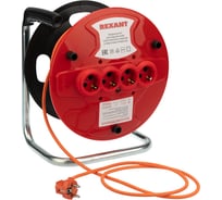 Удлинитель на катушке REXANT 20 м 4 гн. ПВС 3x1.0 10 А 2200 Вт IP20 11-5447