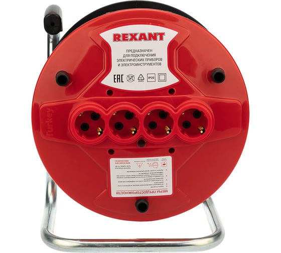 Удлинитель на катушке REXANT 20 м 4 гн. ПВС 3x1.0 10 А 2200 Вт IP20 11-5447
