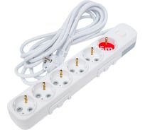 Удлинитель ELBI Myra с заземлением, 6 гнезд, с защитными шторками, с выключателем, 5м, 3x1,5 527-010205-622