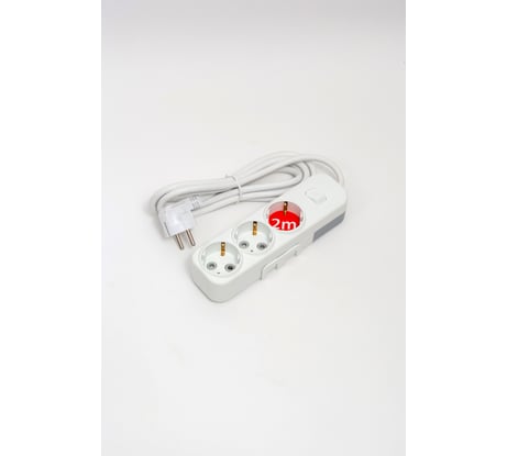 Удлинитель ELBI Myra с заземлением, 3 гнезда, с защитными шторками, с выключателем, 2м, 3x1,5 527-010202-322