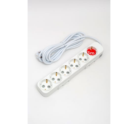 Удлинитель ELBI Myra с заземлением, 6 гнезд, с защитными шторками, 3м, 3x1,5 527-010203-621 33955837