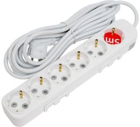 Удлинитель ELBI Myra с заземлением, 6 гнезд, с защитными шторками, 5м, 3x1,5 527-010205-621