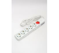 Удлинитель ELBI Myra с заземлением, 6 гнезд, с защитными шторками, с выключателем, 2м, 3x1,5 527-010202-622