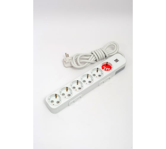Удлинитель ELBI Myra с заземлением, 6 гнезд, с защитными шторками, USB, 2м, 3x1,5 527-040202-621