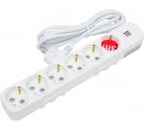 Удлинитель ELBI Myra с заземлением, 6 гнезд, с защитными шторками, USB, 3м, 3x1 527-040203-611