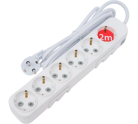 Удлинитель ELBI Myra с заземлением, 6 гнезд, с защитными шторками, 2м, 3x1,5 527-010202-621