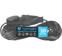 Удлинитель Topfort бублик ПВС 2x0,75 кв.мм 10м 6А 1 гнездо б/з., с/заг., IP44 1959705