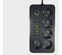 Удлинитель сетевой гибридный Saros Polymer 3м, 5 розеток, 2500 Вт, 4 USB,1 Type-C, 88010