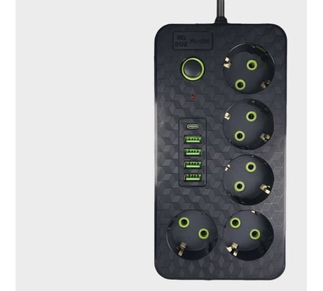 Удлинитель сетевой гибридный Saros Polymer 3м, 5 розеток, 2500 Вт, 4 USB,1 Type-C, 88010